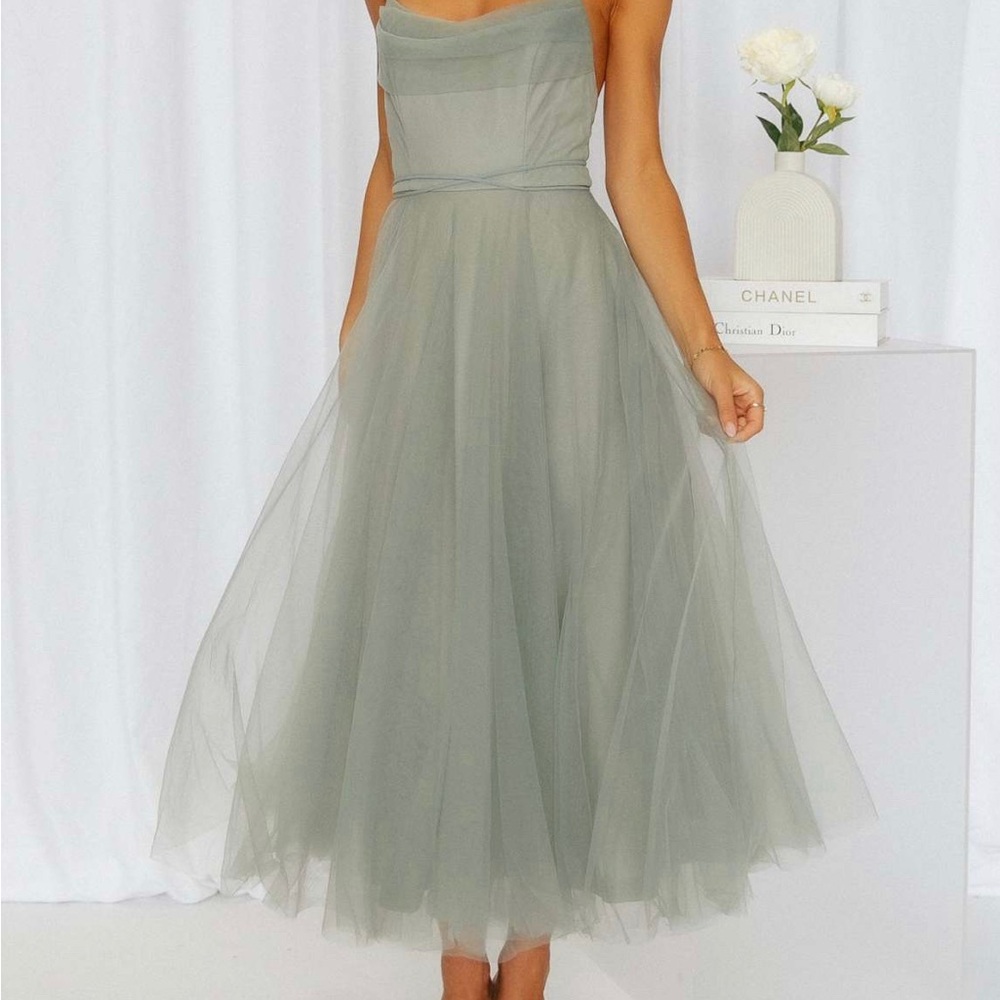 Hello Molly Sage Green Tulle Dress